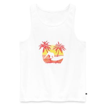 Surfing Surfer Board Summer Sunset 80s Palm - Men's Premium Organic Tank Top - white - Front - Michal (187cm)