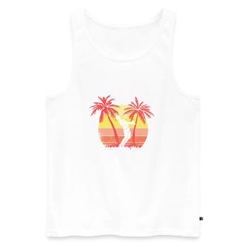 Jugador de fútbol Sunset de verano 80S Summer - Débardeur bio Premium Homme - blanc - Devant - AI Model Male 178 light (178cm)