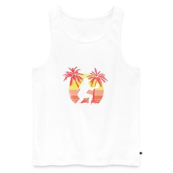 Softball Catcher Girl Summer Sunset 80s Palm - Men's Premium Organic Tank Top - white - Front - Michal (187cm)