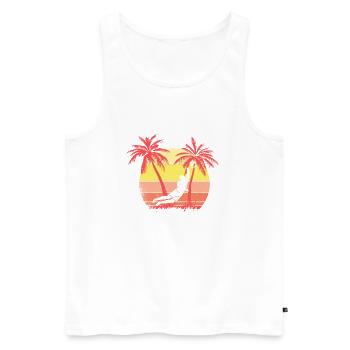 Portero de fútbol Save Summer Sunset 80s Palm - Débardeur bio Premium Homme - blanc - Devant - AI Model Male 178 light (178cm)
