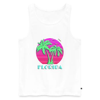 Florida Retro Palm Trees Sunset - Men's Premium Organic Tank Top - white - Front - AI Model Male 178 light (178cm)