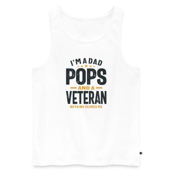 Papa Pops und Veteran, nichts macht mir Angst! - Männer Premium Bio Tank Top - Weiß - Vorne - Michal (187cm)