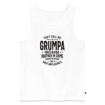 Grumpa - Pas une mauvaise influence, juste un crime de partenaire - Débardeur bio Premium Homme - blanc - Devant - Michal (187cm)