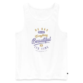 Belle en son temps - Citation chrétienne - Débardeur bio Premium Homme - blanc - Devant - AI Model Male 178 light (178cm)