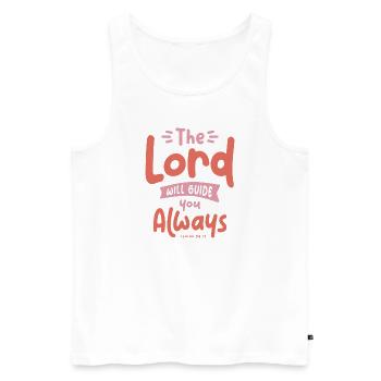 Vom Herrn geleitet - Christliches Zitat - Männer Premium Bio Tank Top - Weiß - Vorne - AI Model Male 178 light (178cm)