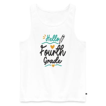 Hello Fourth Grade Back To School Teacher Student - Men's Premium Organic Tank Top - white - Front - AI Model Male 178 light (178cm)