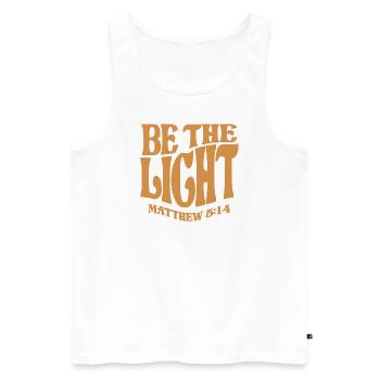 Sei das Licht Matthäus 5:14 - Christliches Zitat - Männer Premium Bio Tank Top - Weiß - Vorne - AI Model Male 178 light (178cm)