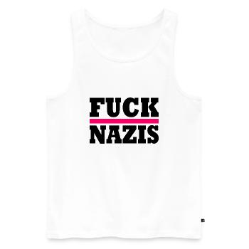 Fuck nazis - Männer Premium Bio Tank Top - Weiß - Vorne - Michal (187cm)