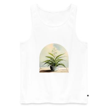 Pflanze ästhetisch in Wasserfarben - Männer Premium Bio Tank Top - Weiß - Vorne - Michal (187cm)