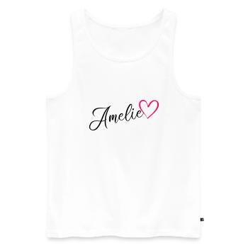 Amelie Last name First name Heart pink - Men's Premium Organic Tank Top - white - Front - AI Model Male 178 light (178cm)