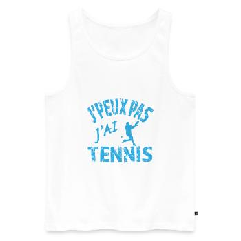 Je peux pas j'ai Tennis - Débardeur bio Premium Homme - blanc - Devant - Michal (187cm)