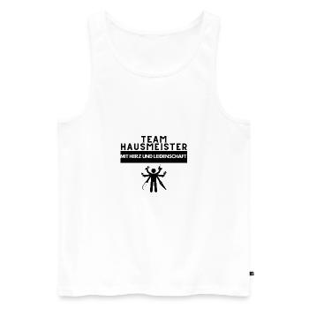 Team Hausmeister mit Herz und Leidenschaft - Männer Premium Bio Tank Top - Weiß - Vorne - Michal (187cm)