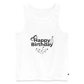 Bon anniversaire - Débardeur bio Premium Homme - blanc - Devant - Michal (187cm)