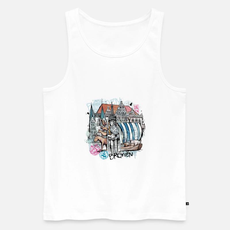 Bremen Illustration - Männer Premium Bio Tank Top - Weiß