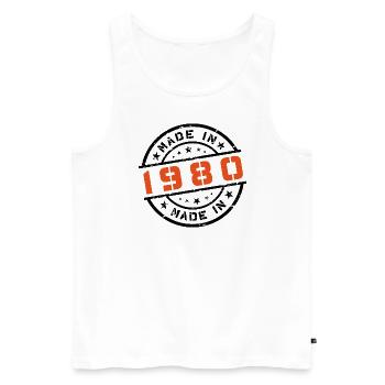 Année de naissance Anniversaire Né en - Fabriqué en 1980 - Débardeur bio Premium Homme - blanc - Devant - Michal (187cm)