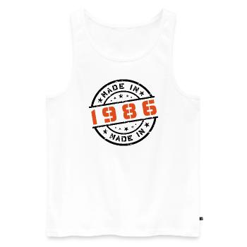 Année de naissance Anniversaire Né en - Fabriqué en 1986 - Débardeur bio Premium Homme - blanc - Devant - AI Model Male 178 light (178cm)