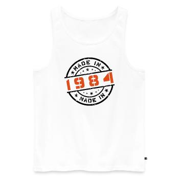 Année de naissance Anniversaire Né en - Fabriqué en 1984 - Débardeur bio Premium Homme - blanc - Devant - Michal (187cm)