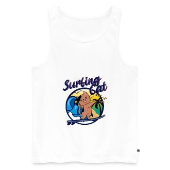 Surfing Kitten Cool cat loves surfing Funny - Men's Premium Organic Tank Top - white - Front - AI Model Male 178 light (178cm)