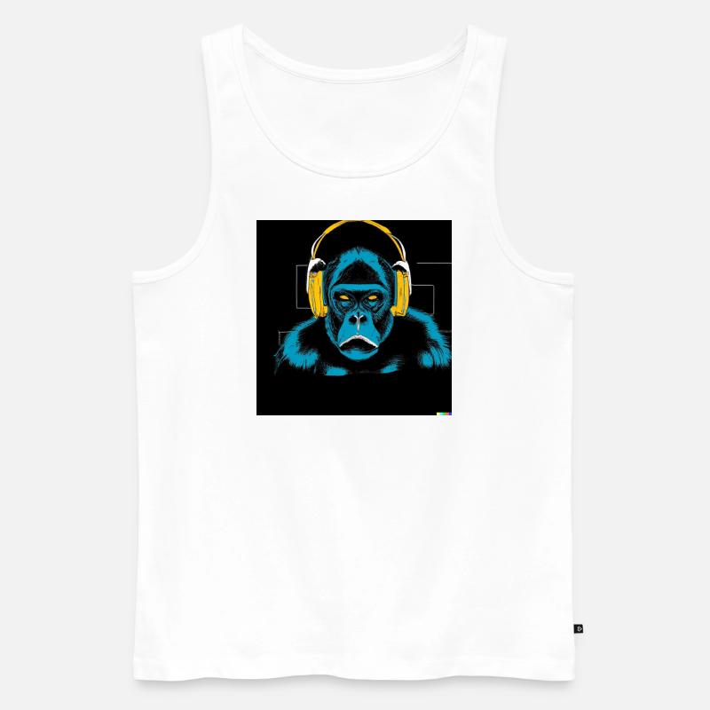 Affe mit Kopfhörer - Männer Premium Bio Tank Top - Weiß