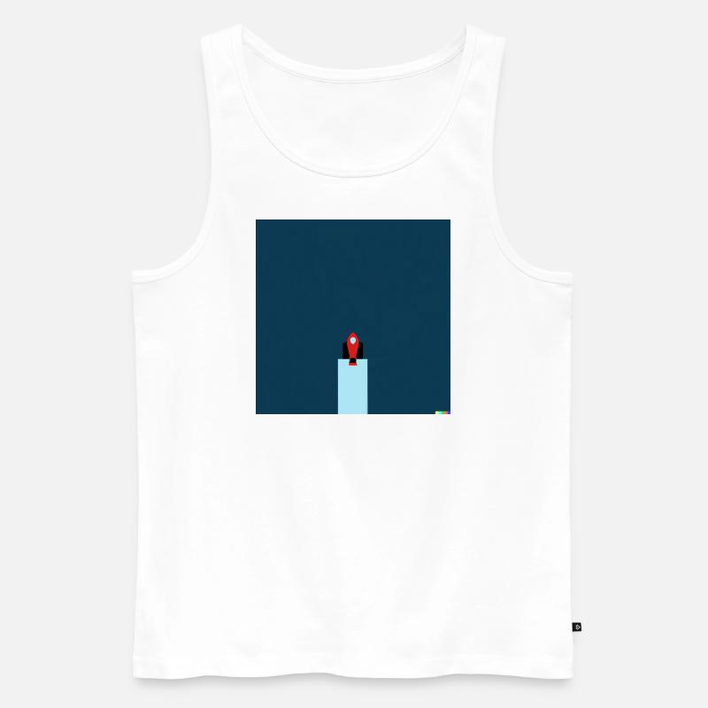 rocket in minimal space - Männer Premium Bio Tank Top - Weiß