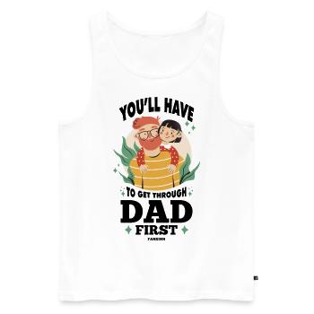 Papa Fille Enfant Fête des pères Fille Cadeau - Débardeur bio Premium Homme - blanc - Devant - Michal (187cm)