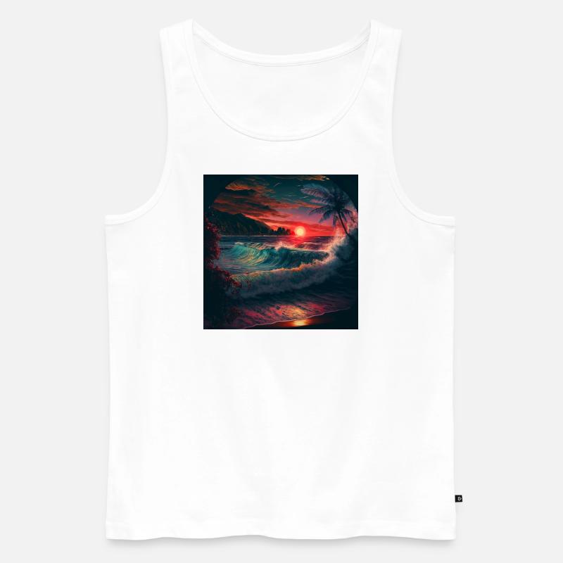 Ocean sunset waves - Männer Premium Bio Tank Top - Weiß