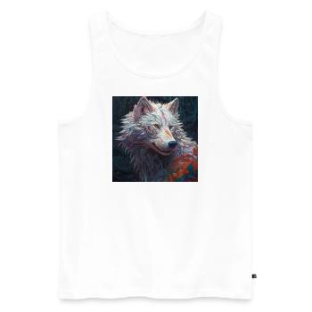 Wolf of Thousend Colors 1 - Men's Premium Organic Tank Top - white - Front - AI Model Male 178 light (178cm)