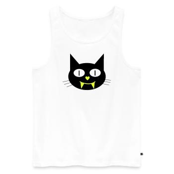 Halloween vampire cat with canines - Men's Premium Organic Tank Top - white - Front - AI Model Male 178 light (178cm)