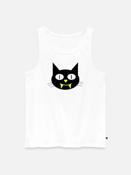 Halloween vampire cat with canines - Men's Premium Organic Tank Top - white