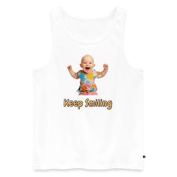 Keep Smiling - Men's Premium Organic Tank Top - white - Front - AI Model Male 178 light (178cm)