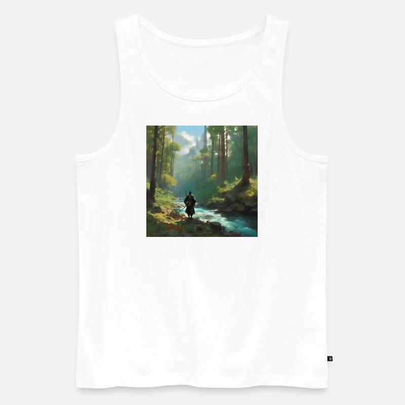 Samurai einsam am Flussufer - Männer Premium Bio Tank Top - Weiß