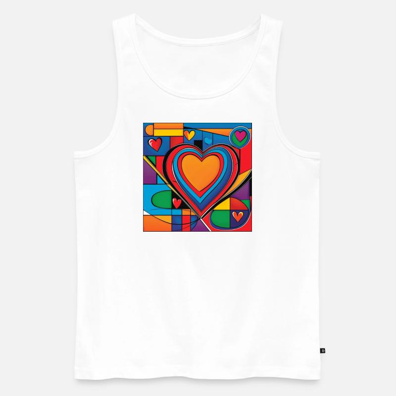 herz - Männer Premium Bio Tank Top - Weiß