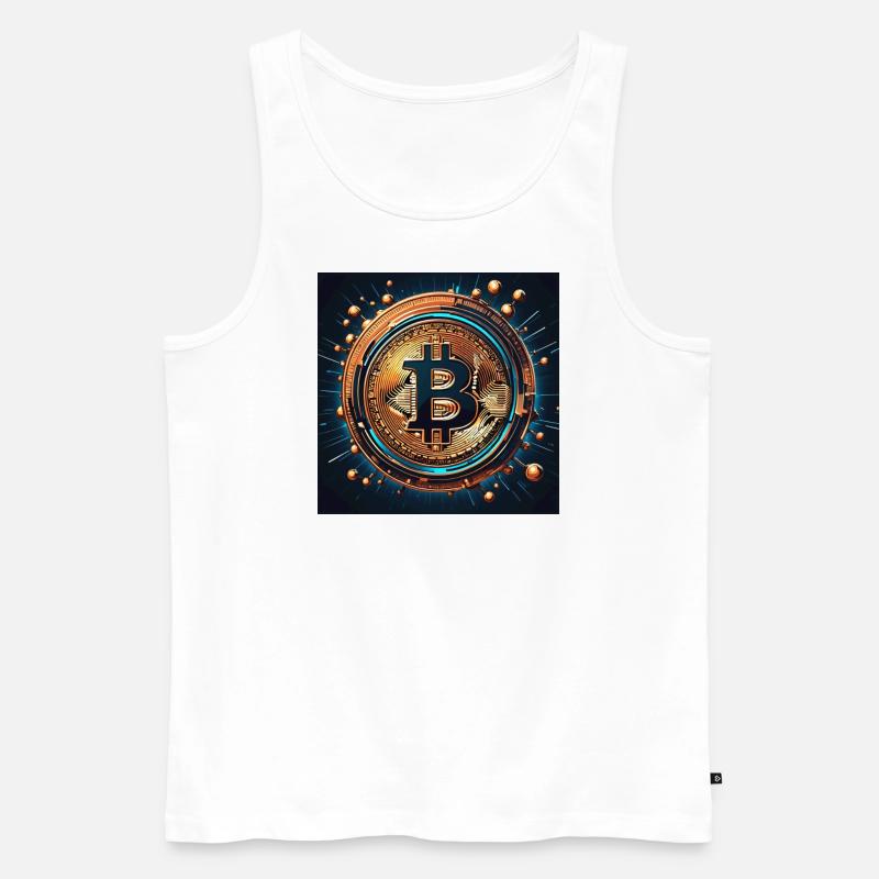 Bitcoin comic logo - Männer Premium Bio Tank Top - Weiß