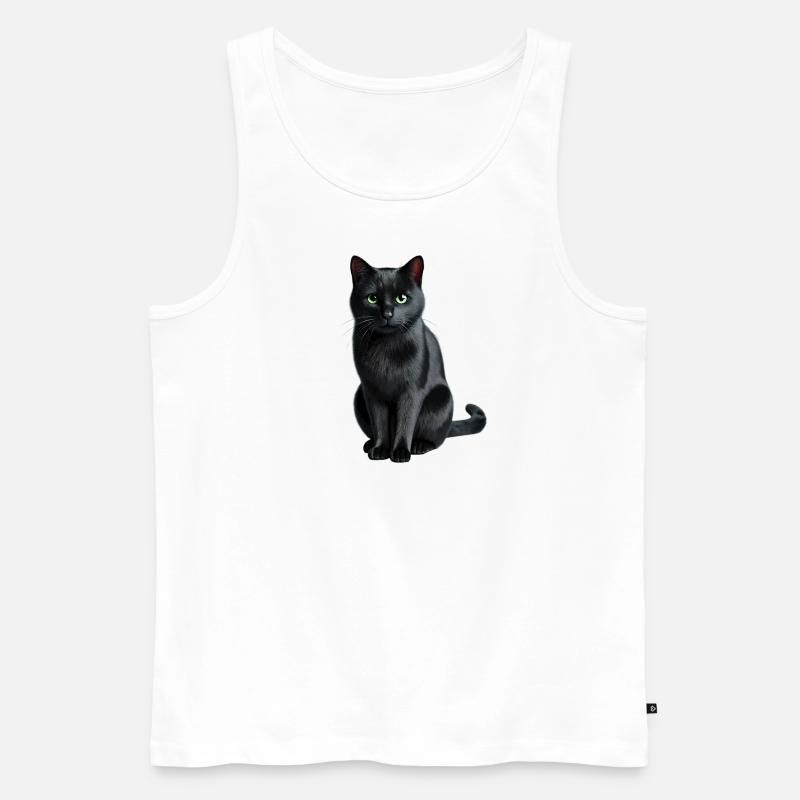 Schwarze Katze - Männer Premium Bio Tank Top - Weiß