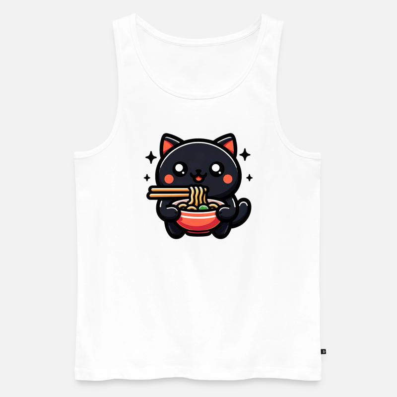 Ramen Cat Design 1 - Männer Premium Bio Tank Top - Weiß