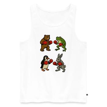 Bear Frog Penguin Bunny Boxing Boxing Ring Fight - Men's Premium Organic Tank Top - white - Front - AI Model Male 178 light (178cm)