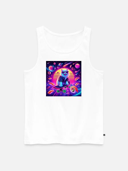 Cyberpunk Cat - Männer Premium Bio Tank Top - Weiß