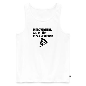 Introvertiert, aber für Pizza verfügbar - Männer Premium Bio Tank Top - Weiß - Vorne - Michal (187cm)