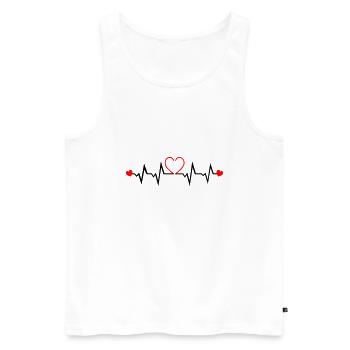 Heartbeat, Heart, Love, Couple - Men's Premium Organic Tank Top - white - Front - Michal (187cm)
