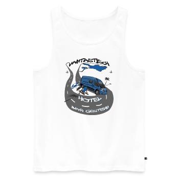 VANtastisch 640bl Hotel war gestern - Männer Premium Bio Tank Top - Weiß - Vorne - Michal (187cm)