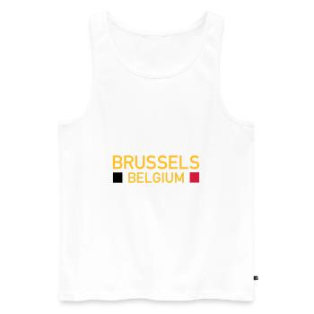 Brussels, Belgium (two squares) - Men's Premium Organic Tank Top - white - Front - AI Model Male 178 light (178cm)