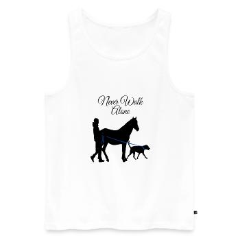 Ne marchez jamais seul chien cheval - Débardeur bio Premium Homme - blanc - Devant - AI Model Male 178 light (178cm)
