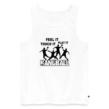 Handball Feel It Touch It Play It - Men's Premium Organic Tank Top - white - Front - AI Model Male 178 light (178cm)
