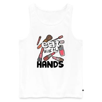 I Eat With My Hands Makeup Artist - Men's Premium Organic Tank Top - white - Front - Michal (187cm)