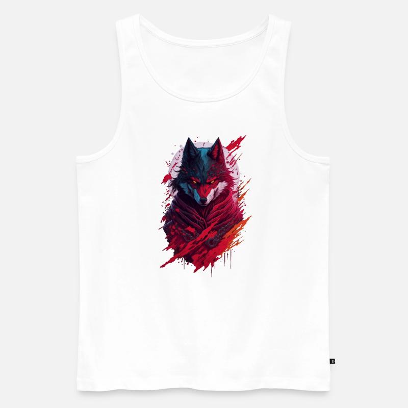 Böser Ninja-Wolf - Männer Premium Bio Tank Top - Weiß