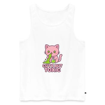 Giftige Kawaii-Katze - Männer Premium Bio Tank Top - Weiß - Vorne - AI Model Male 178 light (178cm)