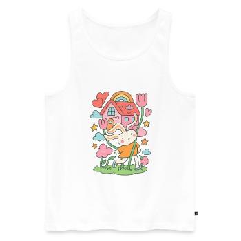 Maison de poupée lapin pastel en fleurs - Débardeur bio Premium Homme - blanc - Devant - AI Model Male 178 light (178cm)