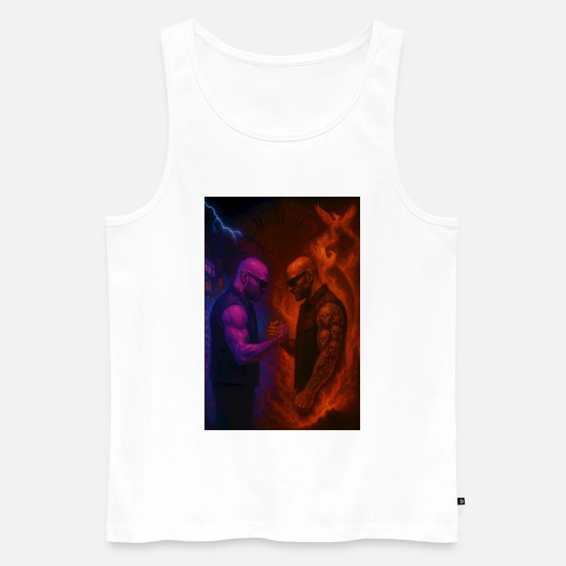 Feuer gegen Eis Duell der Elemente - Männer Premium Bio Tank Top - Weiß