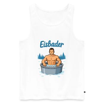 Eisbader Muskelmann im Eisbad - Männer Premium Bio Tank Top - Weiß - Vorne - AI Model Male 178 light (178cm)