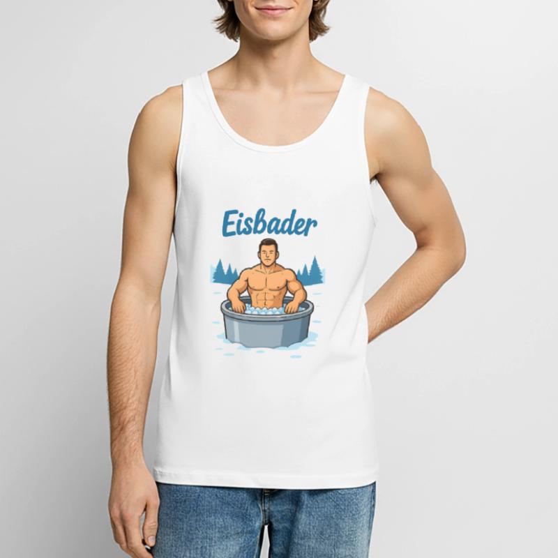 Eisbader Muskelmann im Eisbad Männer Premium Bio Tank Top